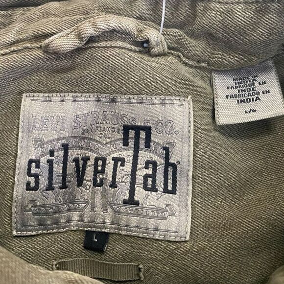 Levis Silver Tab Oversized Button Down Long Sleeve Shirt Olive Green Mens size L - Picture 9 of 11